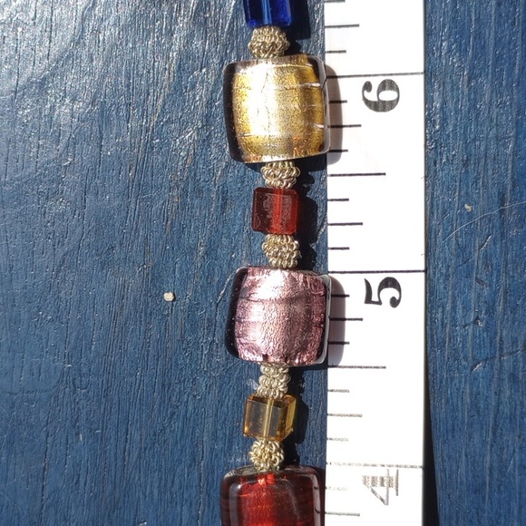 Colorful Silver foil glass art beads with square crystals, silver beads - Picture 6 of 8